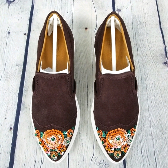 COACH | C103 beaded sequin cap toe split suede slip-on sneaker - Picture 2 of 8